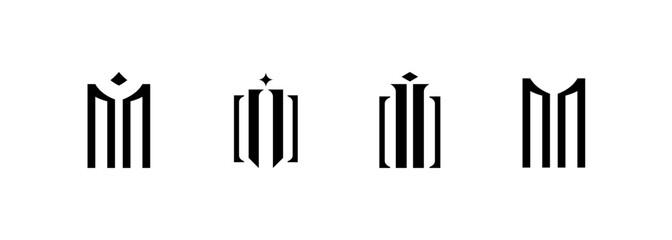 Obraz premium Architectural building logo design concept for real estate, apartment complex, property, residence, skyscraper and cityscape.