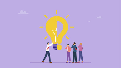 Businessman make idea from question mark. Solving problem, critical thinking root cause analysis to solution, answering question or success resolve issues, discover opportunity, creativity concept. © yedsgn