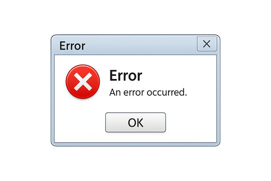 Computer System Error Notification Window Isolated on a Transparent Background