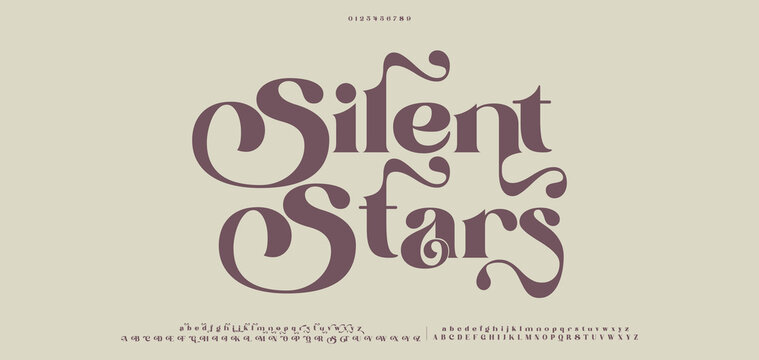 Silent Star Luxurious serif script font with dramatic flourishes and elegant curves, perfect for wedding themes, branding, and high-end designs