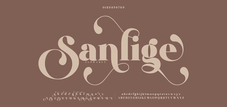 Elegant ligature alphabet letters font logo. Typography luxury classic lettering serif fonts decorative wedding vintage retro logos, design for fashion,beauty shop and brand . vector illustration