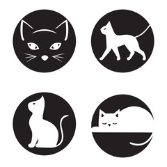 Fototapeta premium Minimal Animal Logo Set with Cat Icons