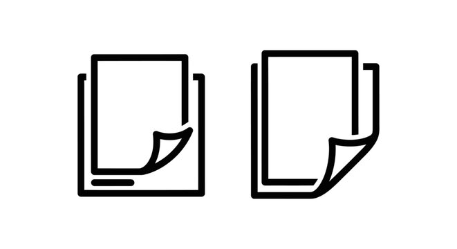 Set of two document file folder icons with turned corner design document business interface management illustration template application software retrieval collection information