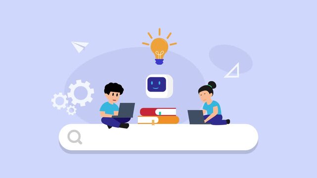 Kids learning with the help of AI teacher