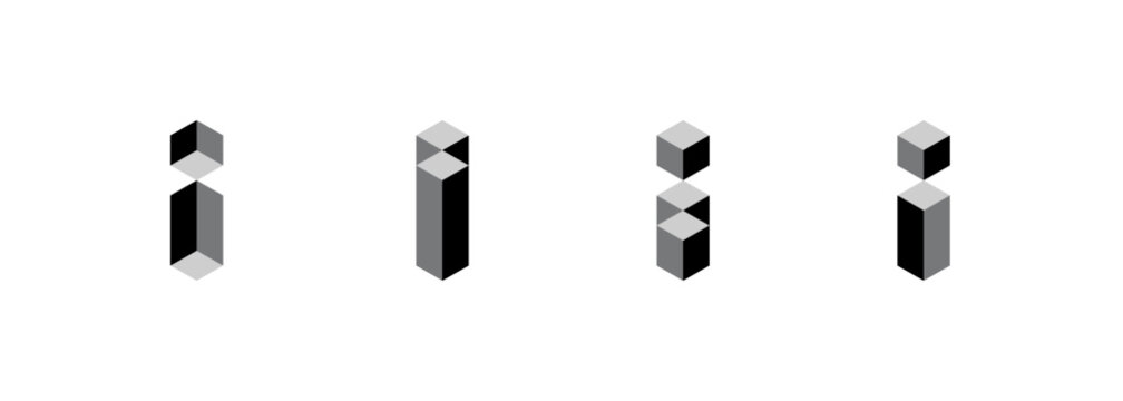 Geometric letter cube logo design symbol for construction and structure.