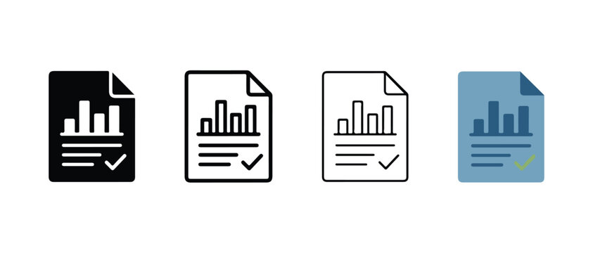 file icons with bar graphs and checkmarks on white background  business document symbols