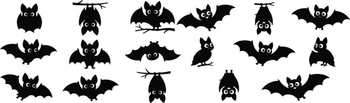 Halloween bats silhouettes for spooky decorations and party themes