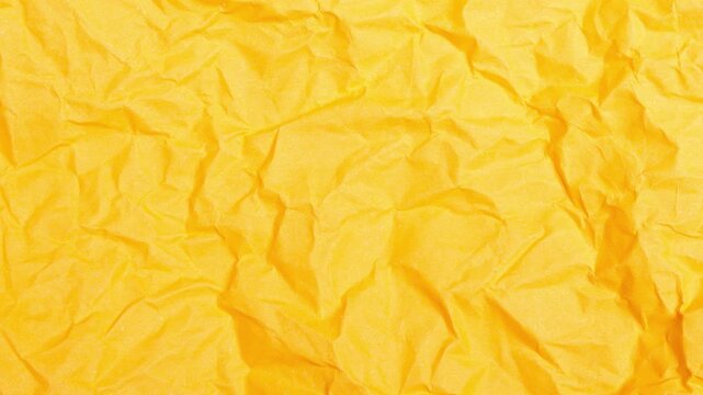 Abstract Animation of Crumpled Bright Yellow Paper Texture Background