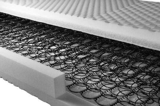 Close up of a cross-section of a spring mattress