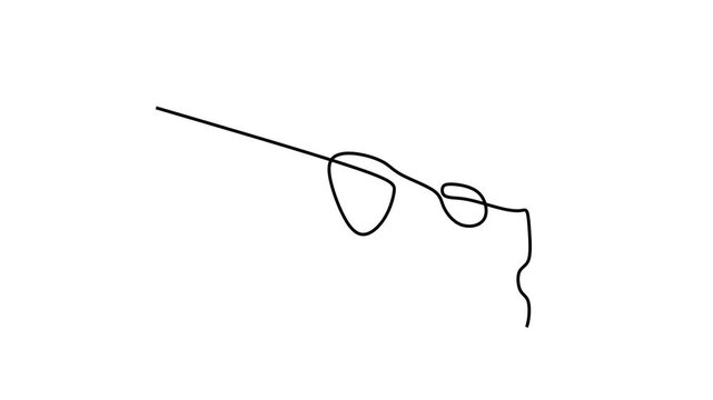 Animated self drawing of continuous line draw of  Single line art of a cheese wedge with holes. Full length one line animation. 4K