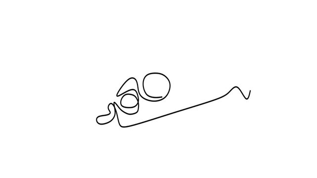 Animated self drawing of continuous line draw of  Pizza slice. Full length one line animation. 4K