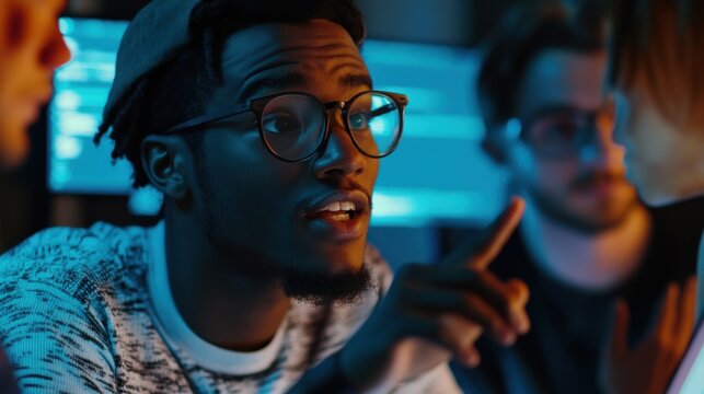 Young man with glasses looking surprised