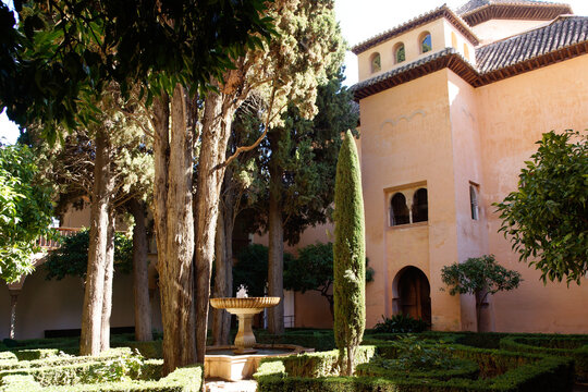 Granada (Spain). Patio de la Lindaraja inside the Alhambra in Granada