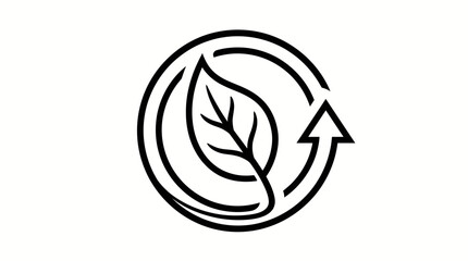 Naklejka premium Eco friendly circular economy icon with leaf and arrow symbol.
