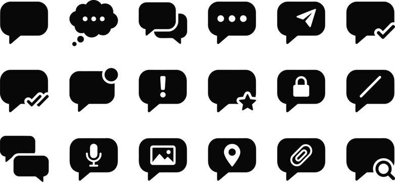 Set of modern chat message icons with symbols