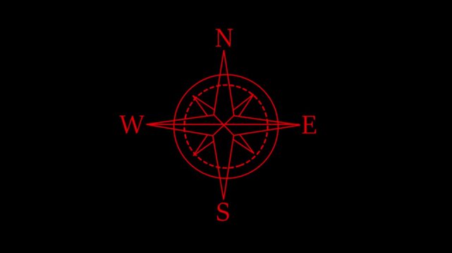 Animated Compass Rose Graphic  4k video animation for web, mobile and ui design