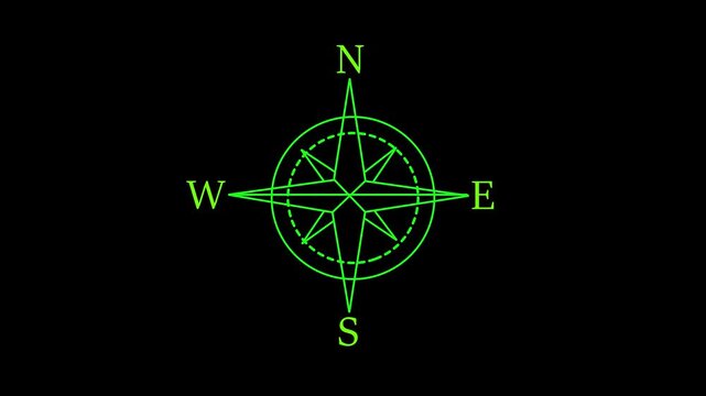Animated Compass Rose Graphic  4k video animation for web, mobile and ui design