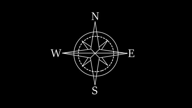 Animated Compass Rose Graphic  4k video animation for web, mobile and ui design