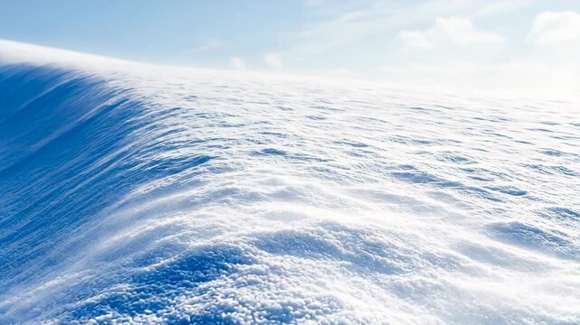 Pure white snow surface texture with soft blue shadows