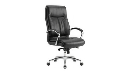 Obraz premium Black Leather Executive Office Chair On White Background