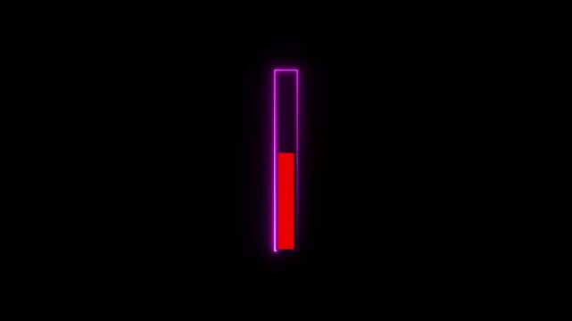 Glowing red neon vertical progress bar animation looping on a black background.