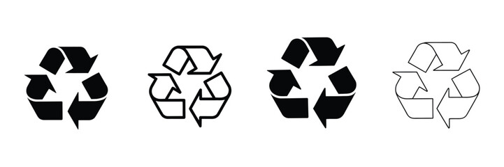 Recycle Icon, Recycling Vector Graphic Featuring Editable Outline and Solid Styles for Waste Sorting, Circular Economy, Ecology, and Sustainability Design © Vector Lab 04