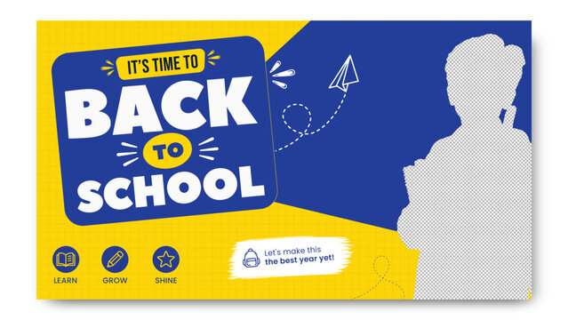Back to School Admission Flyer Template, School Enrollment Banner, Student Registration Poster, Education Promotion and Academic Marketing Design