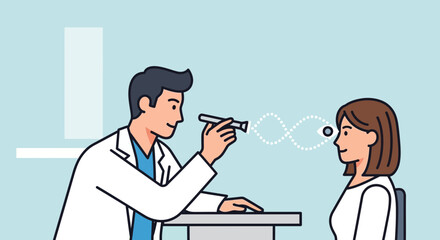 Obraz premium Doctor Using Eye Exam Tool During Patient Visit