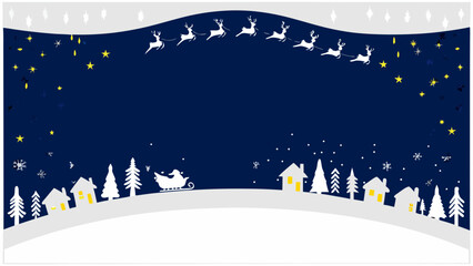 Winter scene with reindeer and sleigh flat vector illustration © Indira