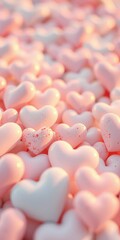 Obraz premium Infinite loop of pastel hearts, macro detail revealing subtle brush textures , illustration, symbolic