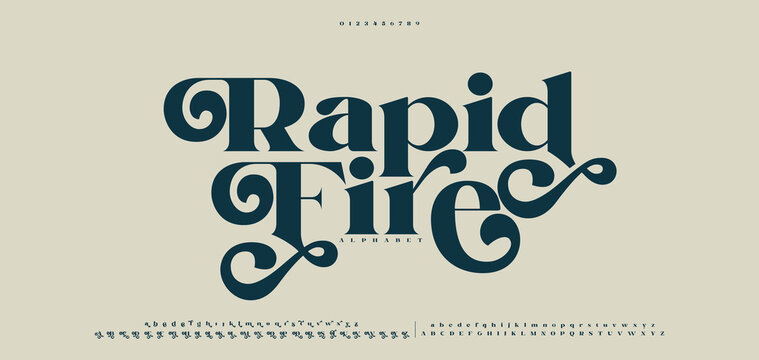 Rapid Fire, luxury modern Elegant alphabet logo font. Typography elegant style alphabet fonts for beauty, calligraphy, decorative, glamour, boutique, fashion, brand, wedding, vintage design.