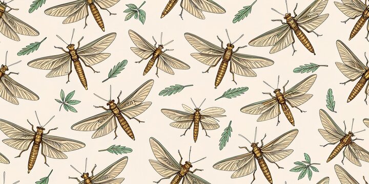 seamless pattern with dragonflies