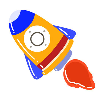 Cartoon illustration of rocket with transparent background 