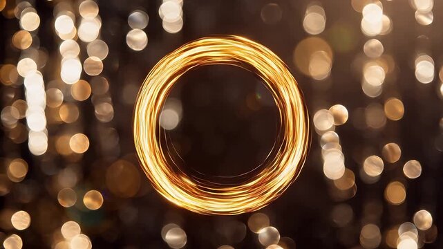Circular glowing light pattern on dark background