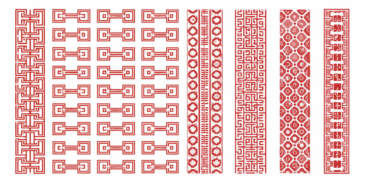 Decorative borders and ornamental patterns on a white background