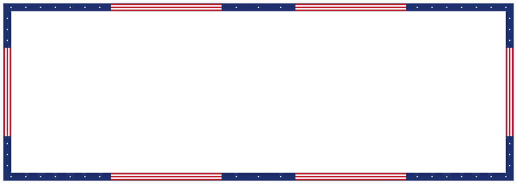Patriotic American Flag Border Frame Isolated on Transparent BG