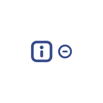 Minimalist blue information and subtraction interface icons for digital application navigation