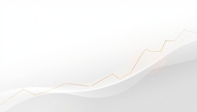 Minimalist gold line graph moving upward over white background representing financial asset growth with minimalist business financial investment abstract progress statistics economics analysis