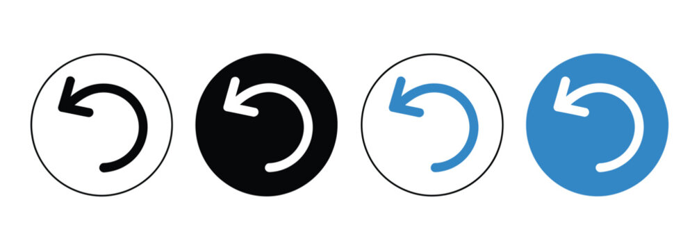 Send Back Icon, Back Arrow Vector Graphic Featuring Black and Blue Editable Outline and Solid Styles for App Navigation and Web Design