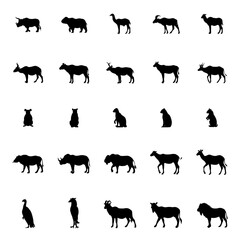 Fototapeta premium Zoo Animal Silhouettes Collection On White Background