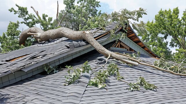 Urgent roof repair needed after tree falls on house, creating significant safety concerns