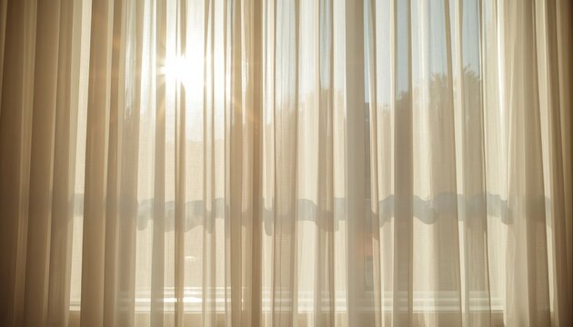 There is a picture of the sun shining through a sheered window