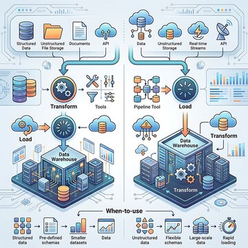 Infographic comparing etl and elt data engineering processes