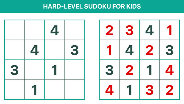 Hard-level sudoku for kids puzzle in clean minimalist style, teal and white, difficult numbers game worksheet for children
