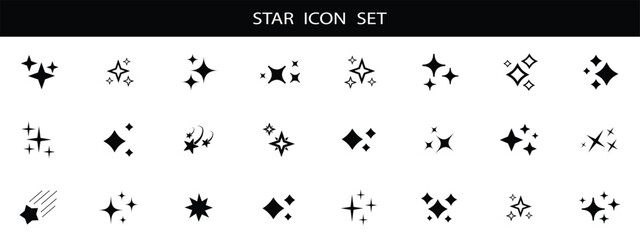 Obraz premium Sparkle star icons. Star icon collection. Different star shapes. Sparkle vector icons set. Black stars icon set.