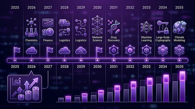 Futuristic technology roadmap showing industry growth from 2025