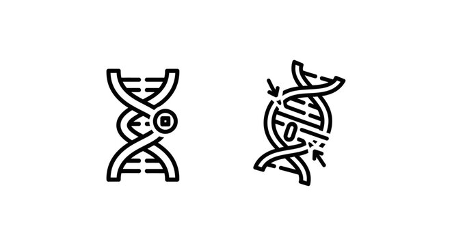 Snp detection and single nucleotide polymorphism genetics research icons with genetics detection polymorphism nucleotide research molecule laboratory analysis structure mutation