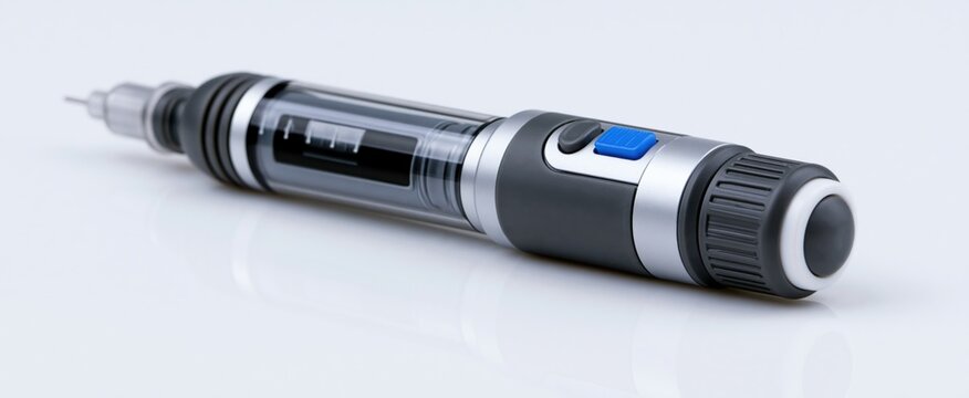 Multi-hormone injection pen for diabetes and metabolic health on a white background.
