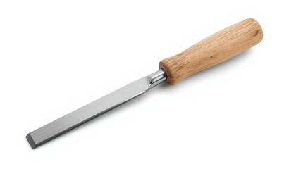 Fototapeta premium There is a knife with a wooden handle on a white surface