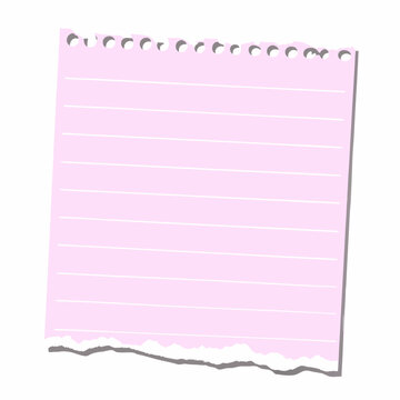Pink torn spiral notebook paper with punched holes vector illustration